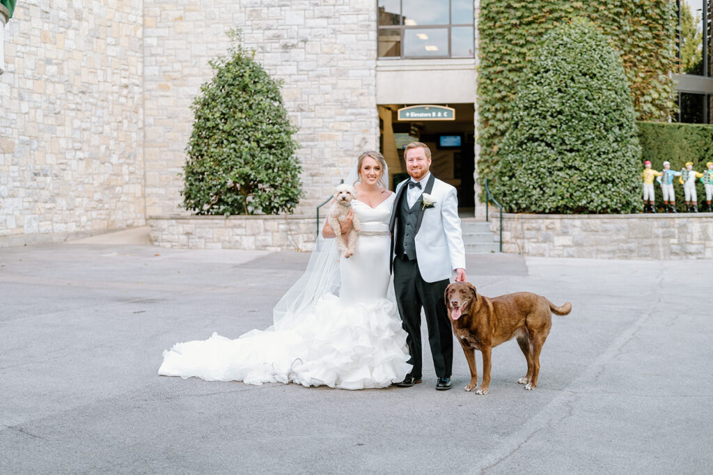 Bride and groom portraits at Keene Barn – outdoor wedding venues Lexington KY featuring elegant countryside views and wood accents.