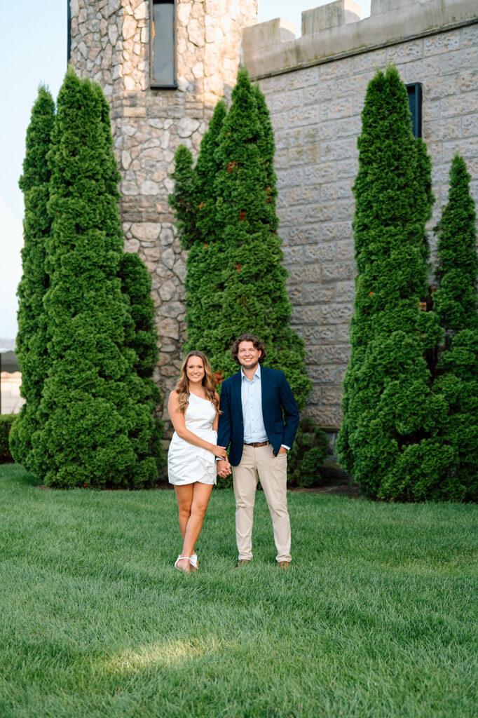 Lexington KY outdoor wedding venues photographed by Keely Nichole Photography featuring couple portraits at The Kentucky Castle in lush green lawn.
