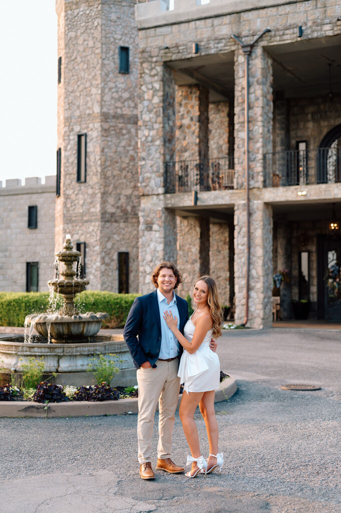 Lexington KY outdoor wedding venues photographed by Keely Nichole Photography featuring couple portraits at The Kentucky Castle at sunset.