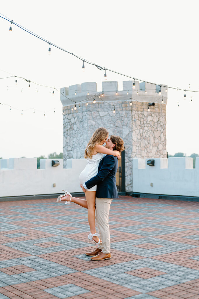 Outdoor wedding venues near Lexington KY at The Kentucky Castle photographed by Keely Nichole Photography with courtyard and castle backdrop.

