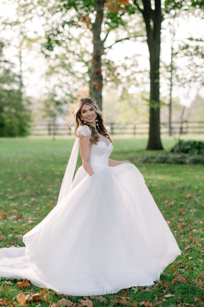bride portrait at Saxony Farm, Lexington KY wedding venue
