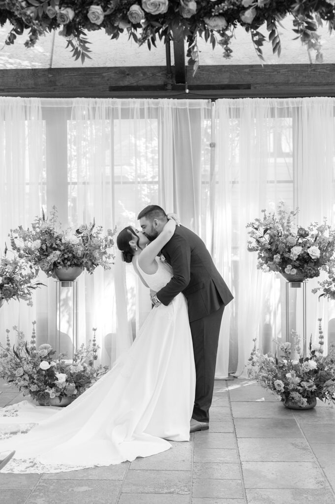 Ceremony kiss at The Apiary wedding in downtown Lexington.