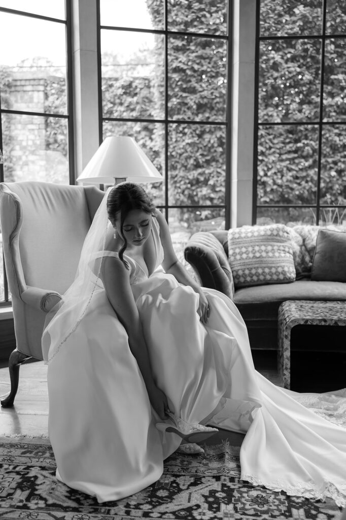 Bride getting ready at The Apiary Lexington KY wedding captured by Keely Nichole Photography.