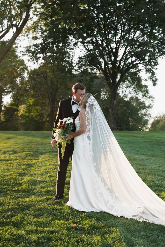 Bride and groom portraits on the grounds of the Lexington Country Club, KY