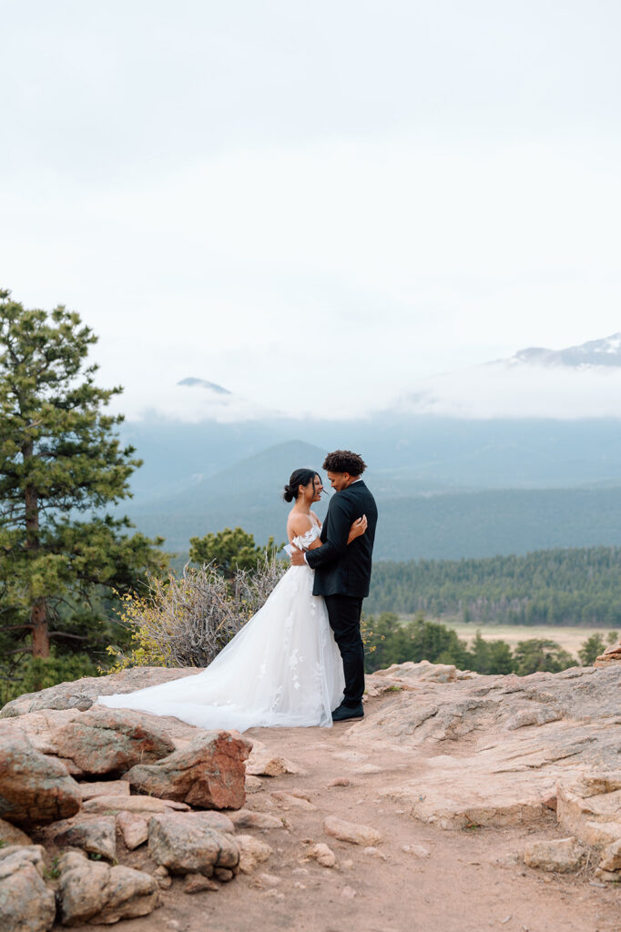 Scenic mountain elopement photography near Estes Park Colorado.